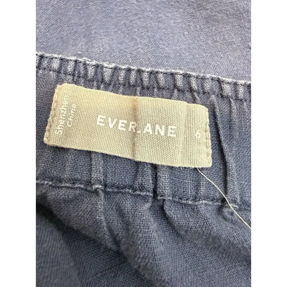 Everlane Jumpsuit Womens 6 Blue Linen Wide Leg Sleeveless Pockets Lagenlook